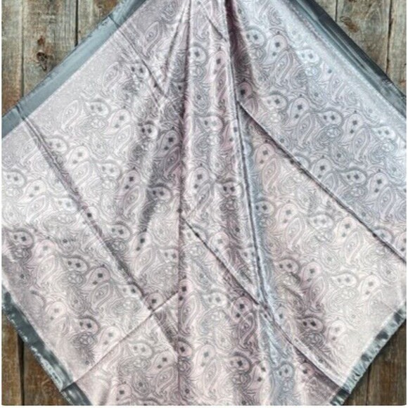 Wild Rag Scarf Pink & Grey Paisley 35" X 35" Western Cowgirl - Picture 2 of 2